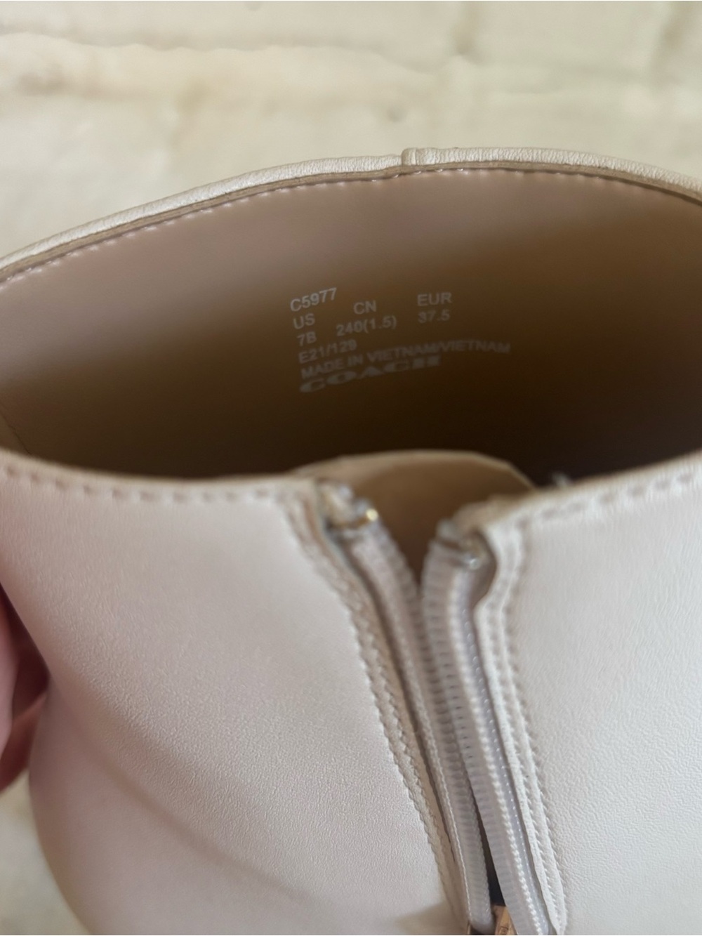 Coach Pacey Faux Leather Ankle Booties in Chalk size 7 - Picture 5 of 13